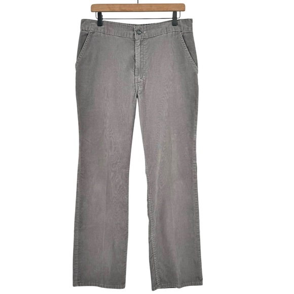 Vintage 80s Levi's Corduroy Pants High Rise Straight Leg Loose Fit Gray | 33" - Picture 2 of 14